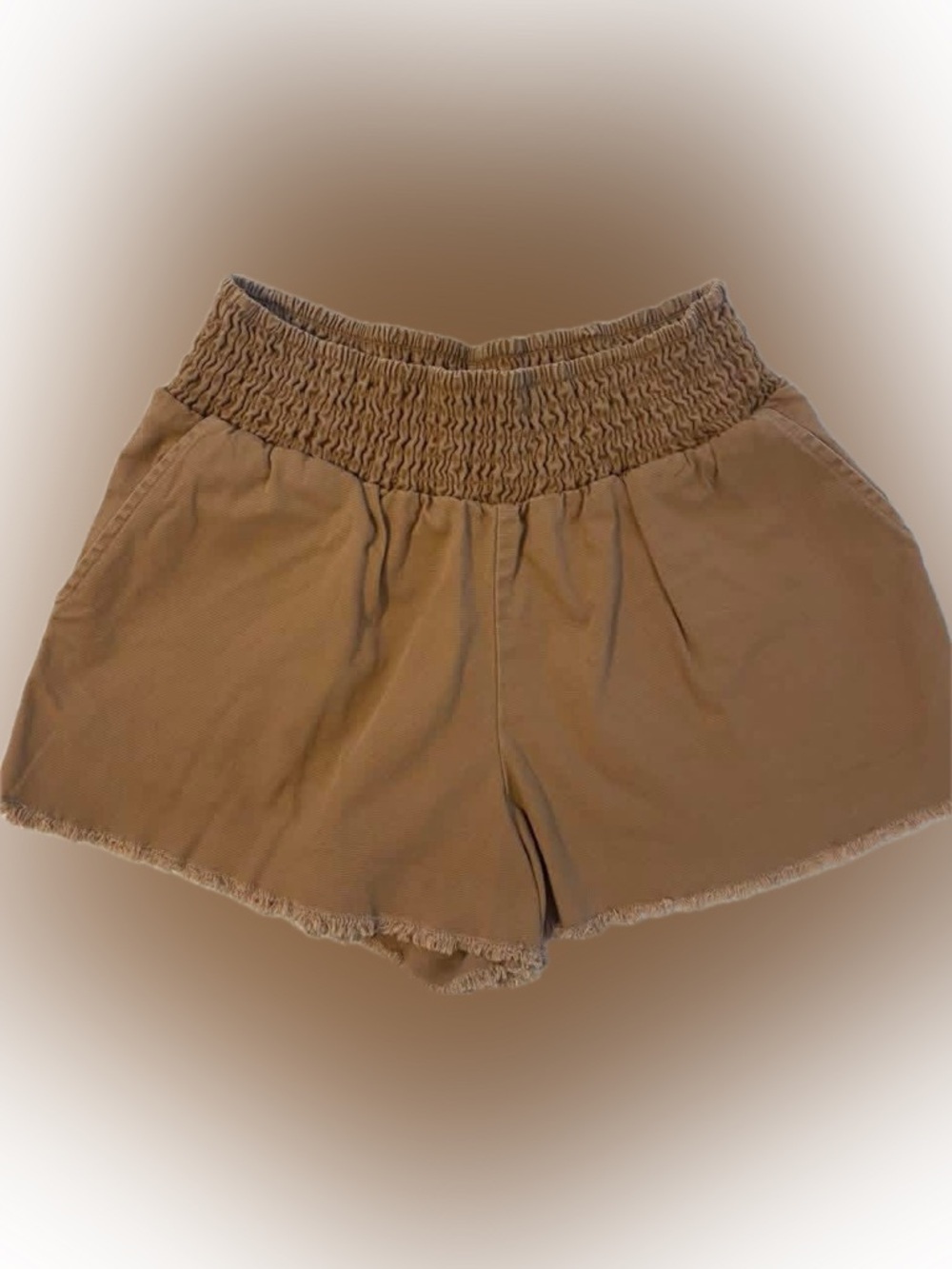 Wild fable Tan Cotton Smocked High Waist Shorts